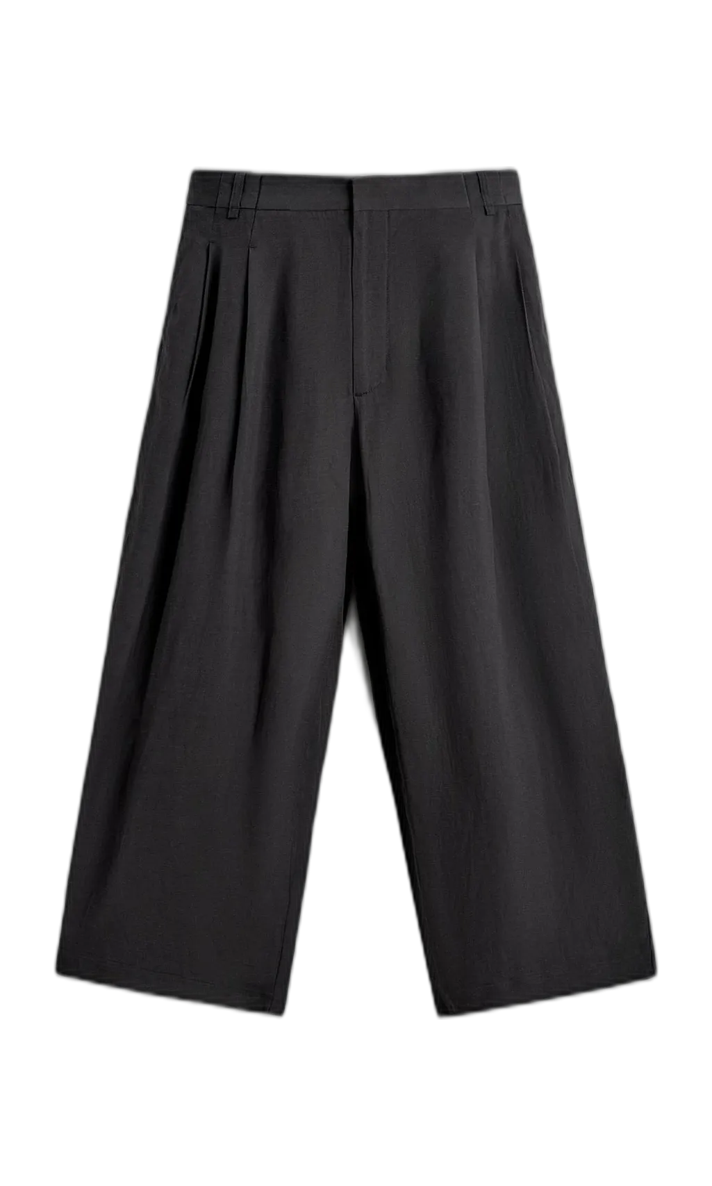Wide-leg pleated bukser, mørkegrå/antracit fra Zara